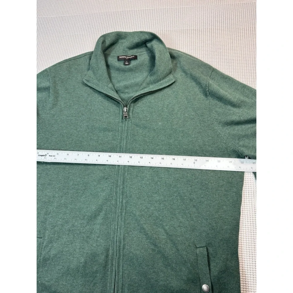 (557)Banana Republic Full Zip Sweater Mens Large Green 100% Cotton Casual Jacket